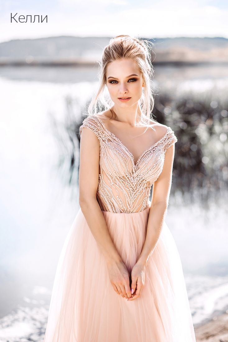 Свадебное платье Келли а-силуэт (принцесса) белое, фото, коллекция 2018