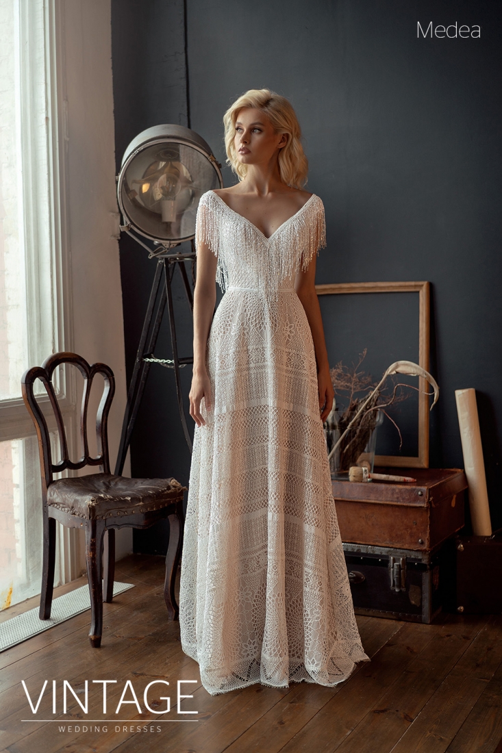 Свадебное платье Медея а-силуэт (принцесса) айвори, длинное, фото, коллекция 2020