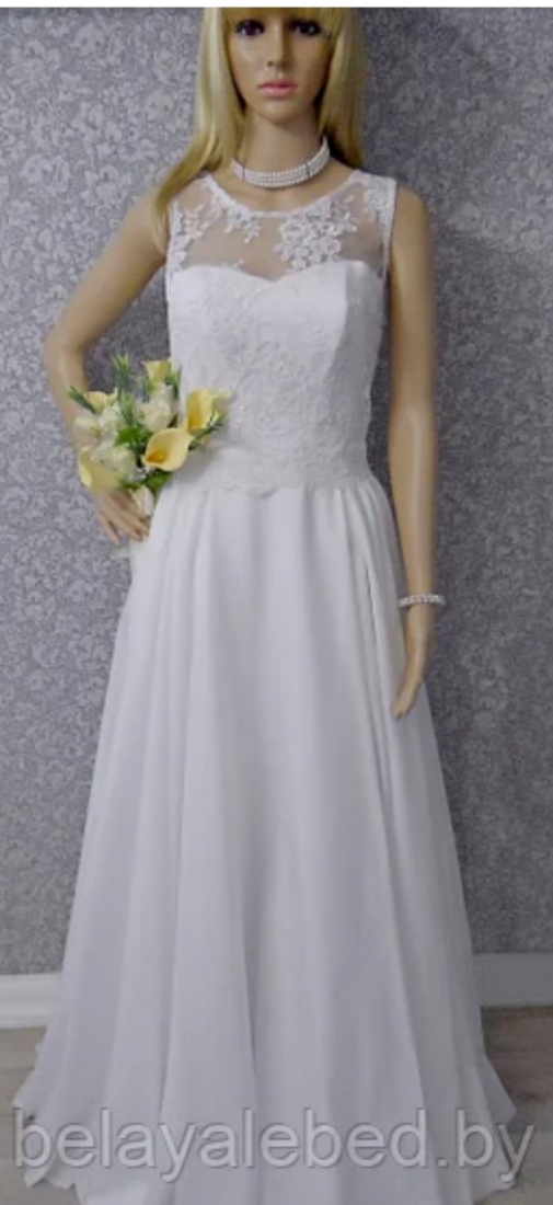 Свадебное платье Мэри 44-46 размер прямое белое, закрытое, длинное, в пол, пышное, фото, коллекция 2023