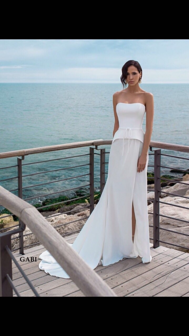 Свадебное платье Gabi прямое белое, длинное, в пол, фото, коллекция 2018