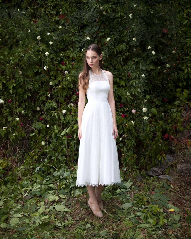 Свадебное платье Наоми а-силуэт (принцесса) белое, короткое, фото, коллекция 2016