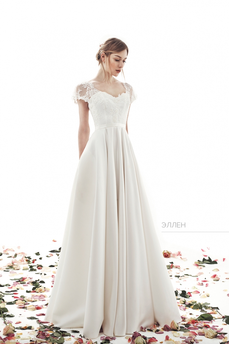 Свадебное платье Эллен а-силуэт (принцесса) белое, длинное, фото, коллекция 2015