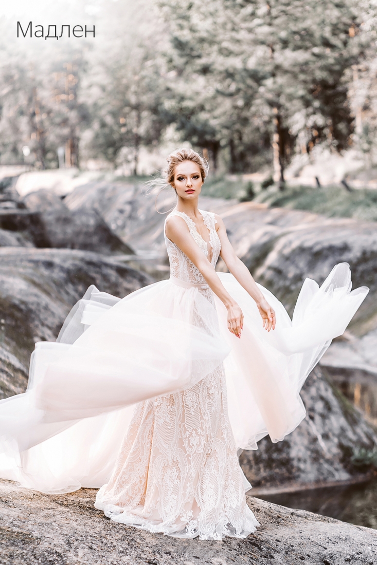 Свадебное платье Мадлен-люкс а-силуэт (принцесса) белое, фото, коллекция 2018