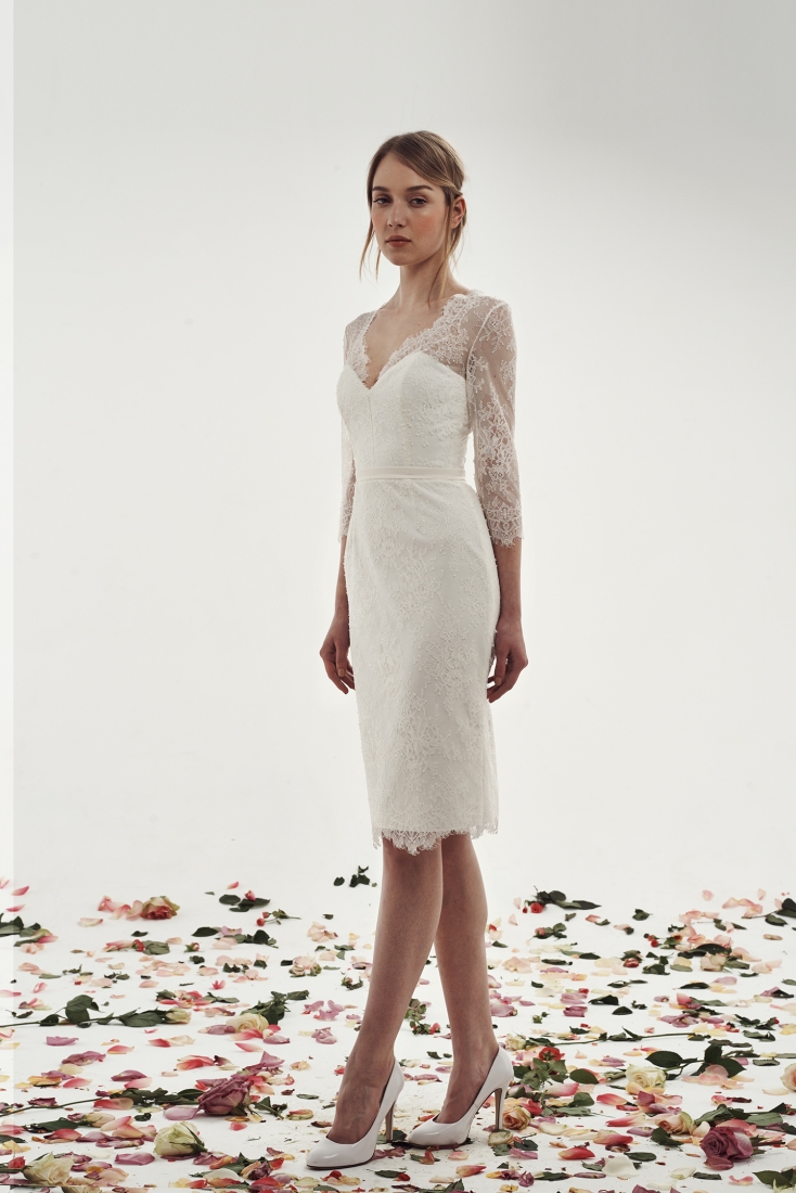 Свадебное платье Ники прямое белое, короткое, фото, коллекция 2015