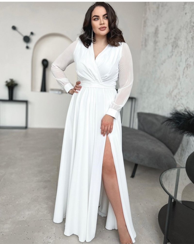 Свадебное платье Кэлли  а-силуэт (принцесса) белое, длинное, в пол, подходит беременным, большого размера, фото, коллекция 2024