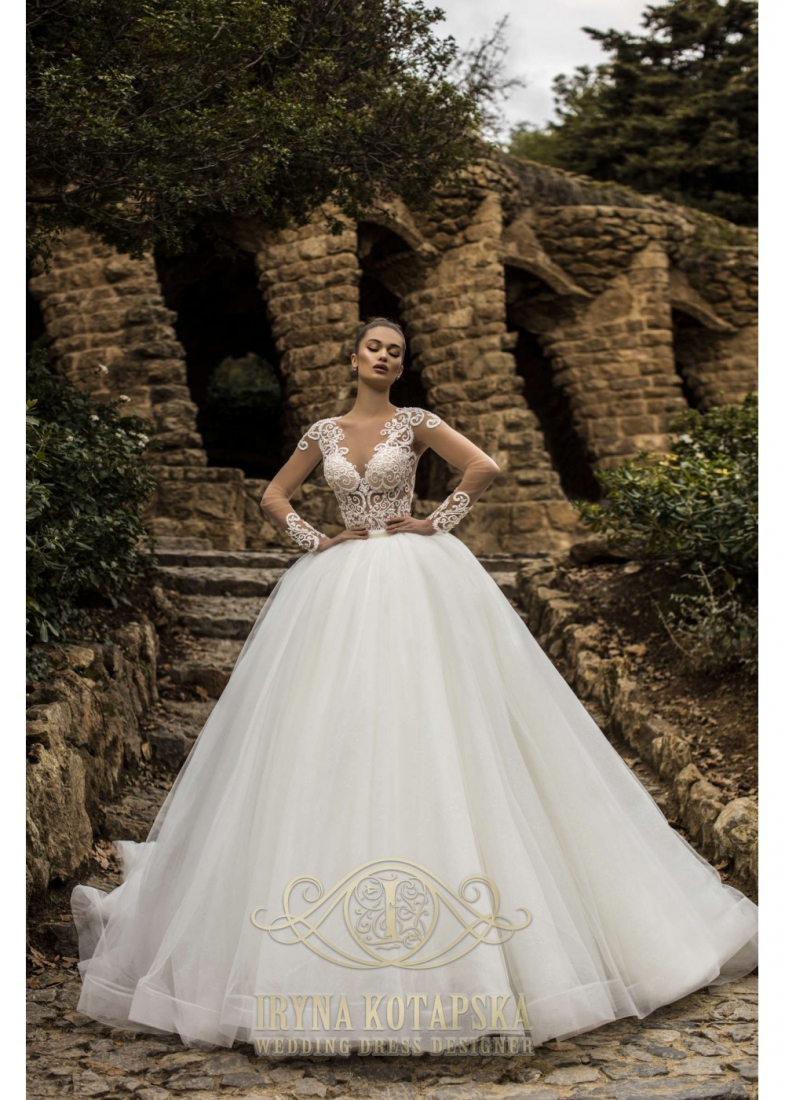 Свадебное платье BL1912I бальное (пышное) белое, закрытое, длинное, пышное, большого размера, фото, коллекция 2019