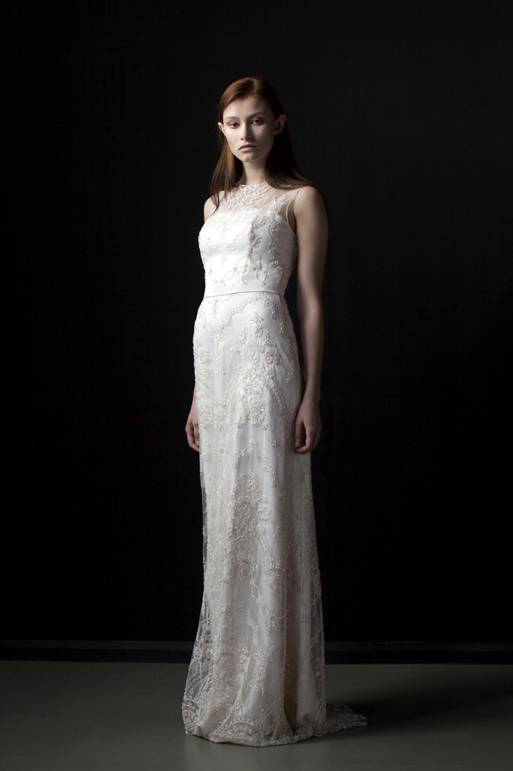 Свадебное платье Элси прямое белое, длинное, фото, коллекция 2017