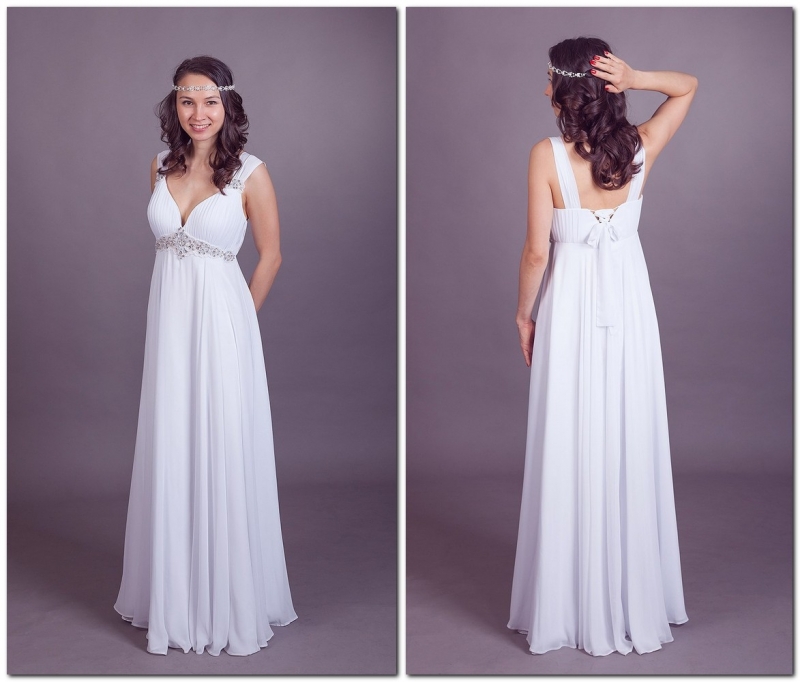 Свадебное платье греческий стиль ампир (греческое) белое, длинное, в пол, подходит беременным, фото, коллекция 2024