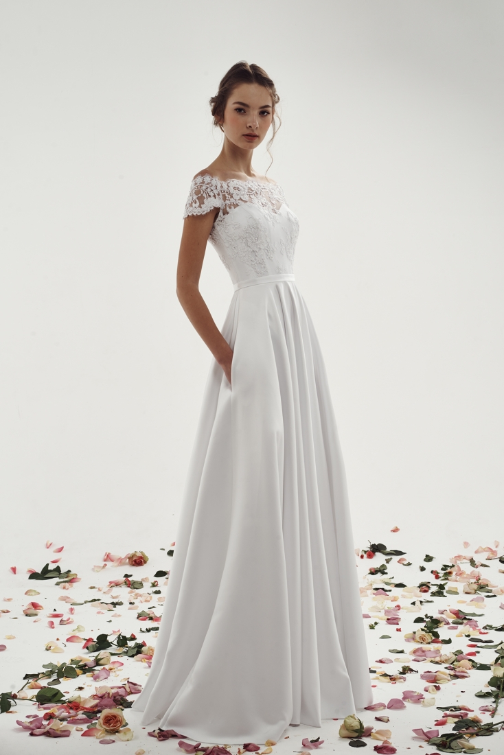 Свадебное платье Мэй а-силуэт (принцесса) белое, длинное, фото, коллекция 2015