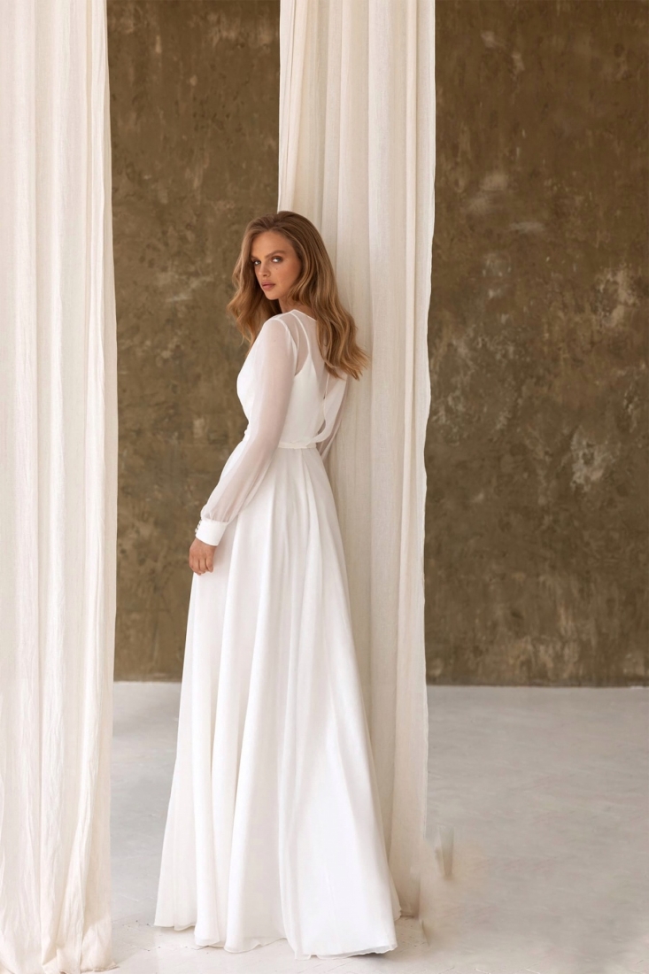 Свадебное платье Ника прямое айвори, длинное, в пол, подходит беременным, фото, коллекция 2023