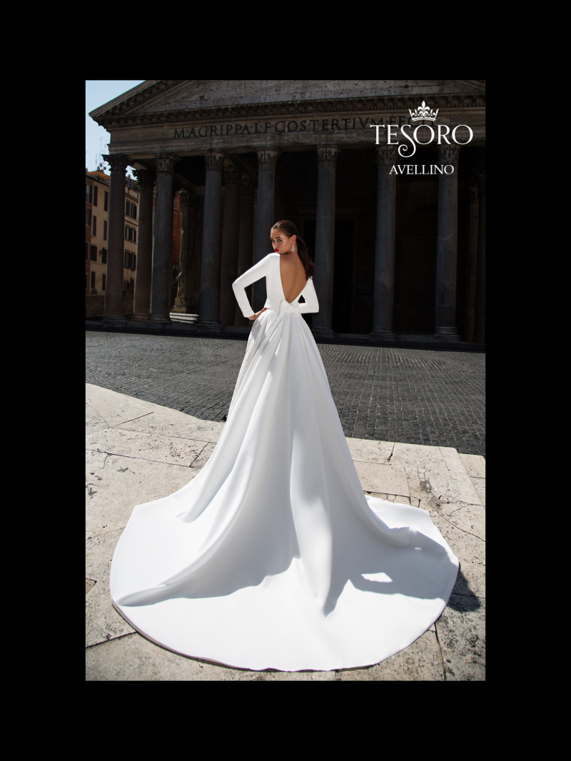 Свадебное платье Tesoro а-силуэт (принцесса) белое, закрытое, длинное, фото, коллекция 2017