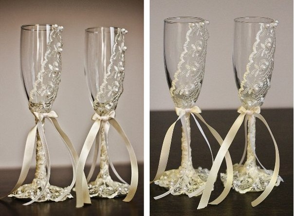 8 способов украсить свадебные бокалы. Фото 5