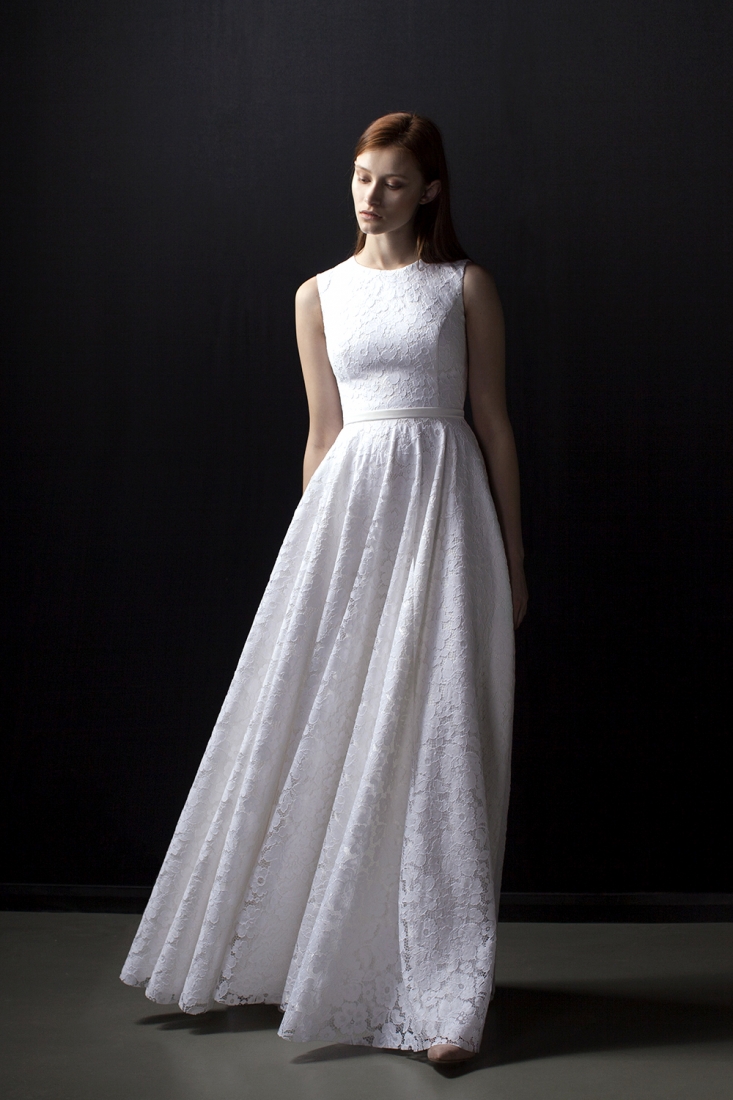 Свадебное платье Эви а-силуэт (принцесса) белое, длинное, фото, коллекция 2017