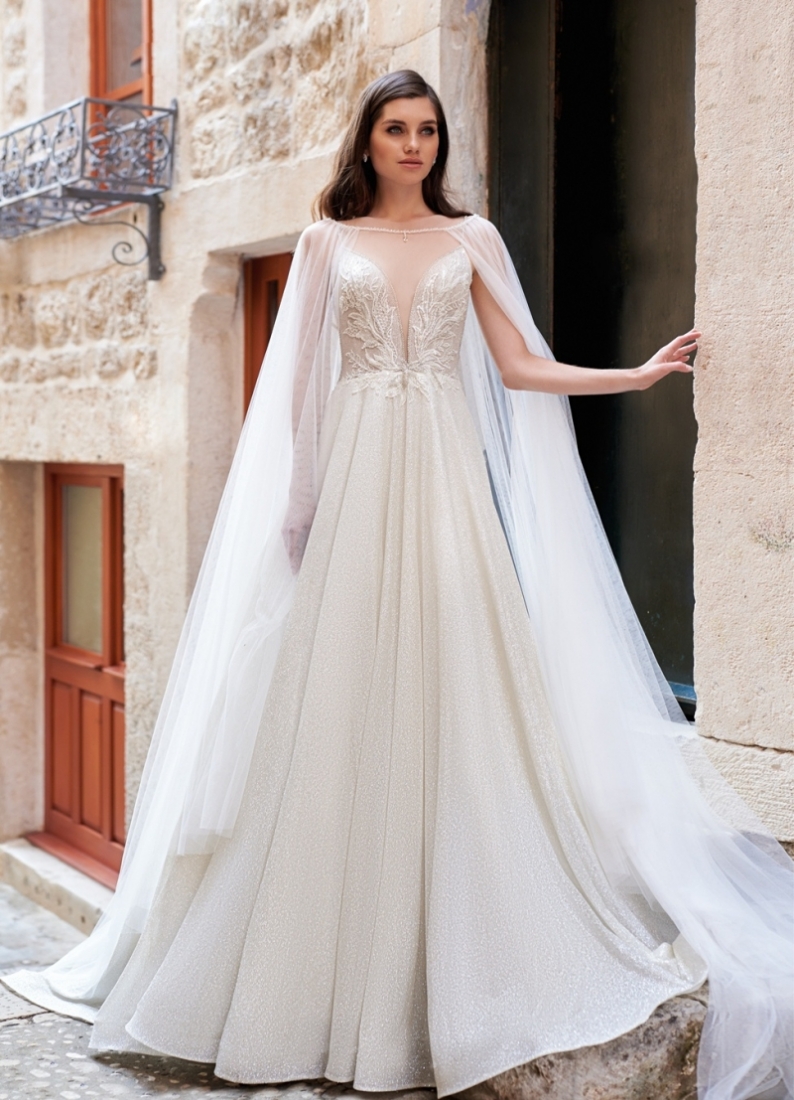 Свадебное платье  Meridiana а-силуэт (принцесса) белое, фото, коллекция 2020