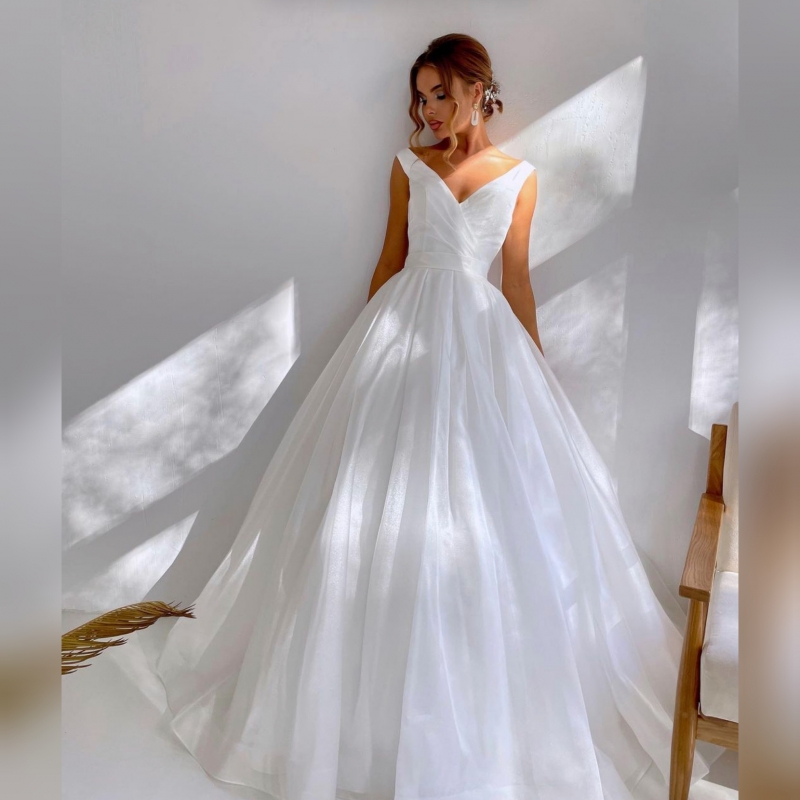 Свадебное платье Barselona бальное (пышное) белое, из атласа, в пол, пышное, фото, коллекция 2023
