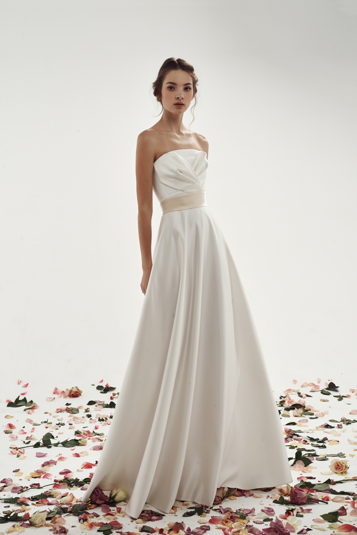 Свадебное платье Бэлль а-силуэт (принцесса) белое, длинное, фото, коллекция 2015