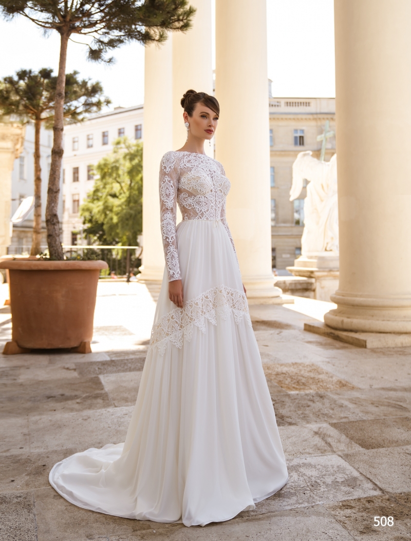 Свадебное платье 508 прямое белое, длинное, фото, коллекция 2020
