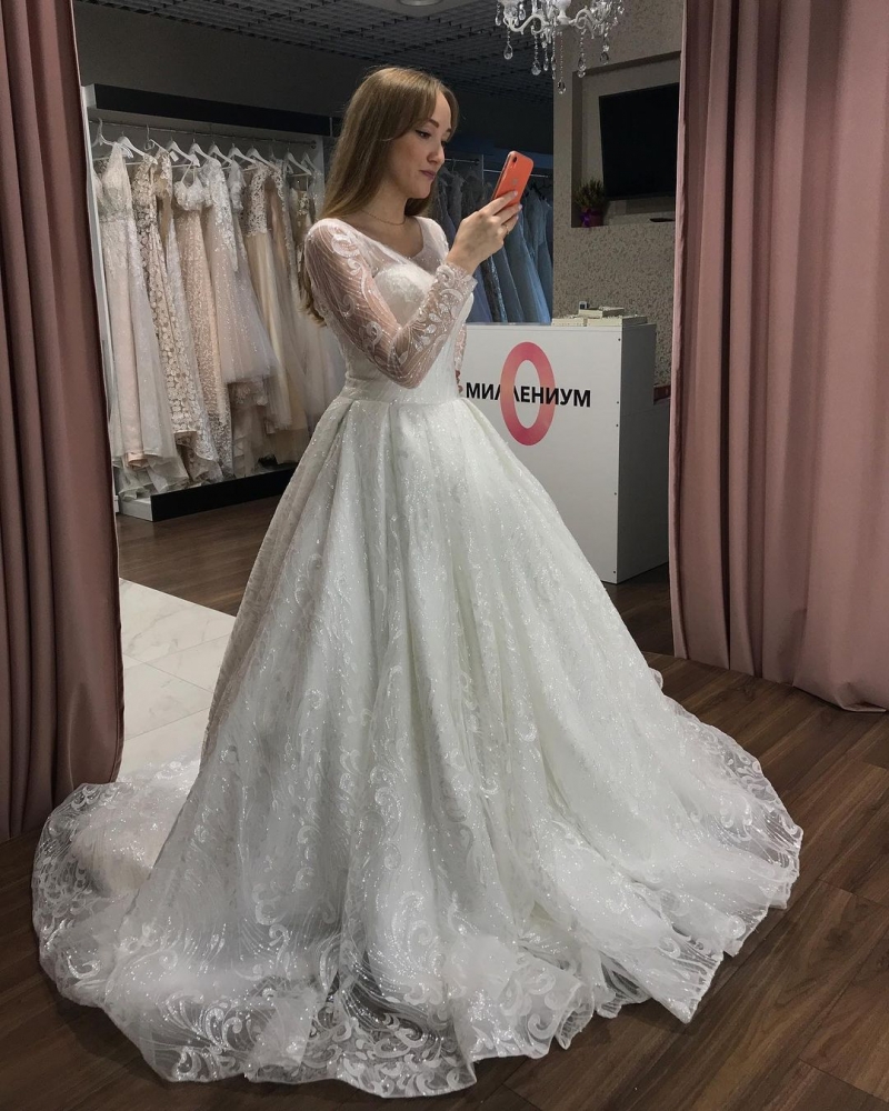 Свадебное платье «Инна» бальное (пышное) белое, из фатина, длинное, в пол, пышное, фото, коллекция 2021