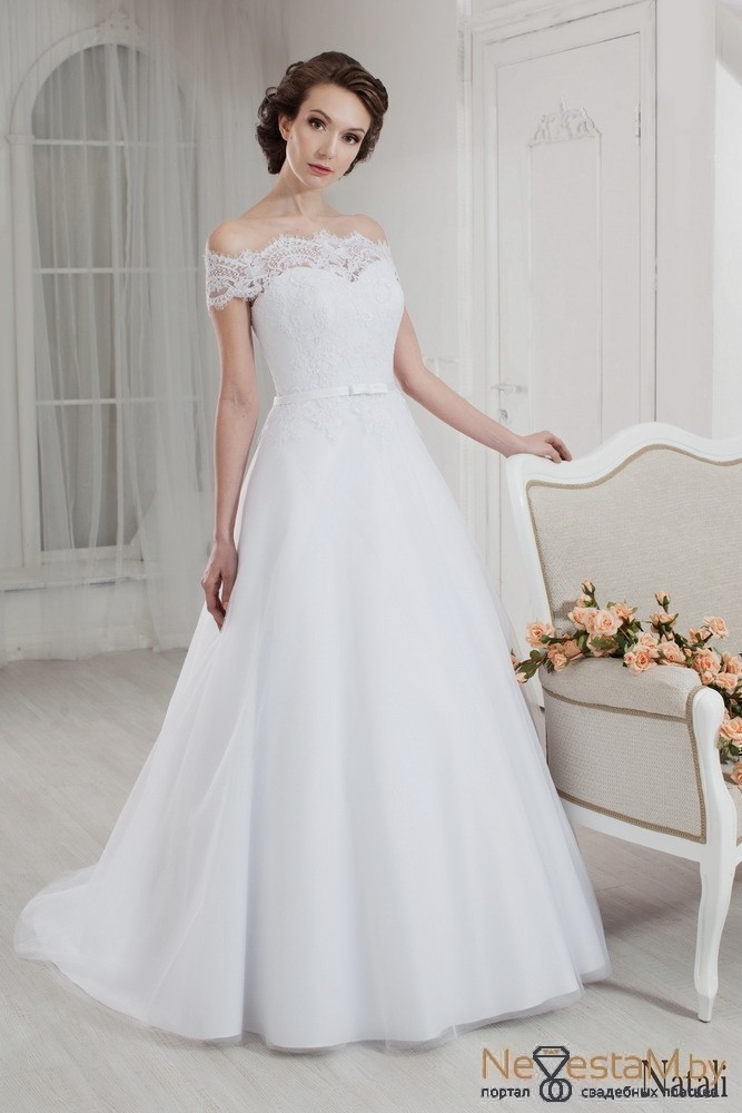 Свадебное платье Natali а-силуэт (принцесса) белое, закрытое, длинное, фото, коллекция 2019