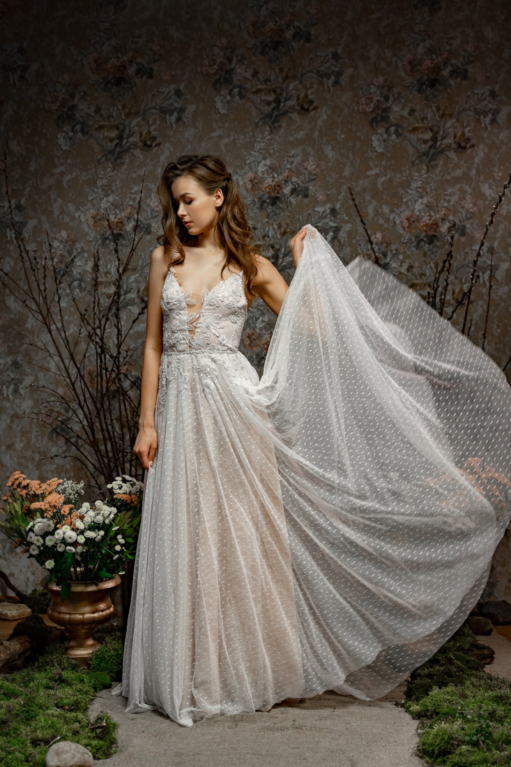 Свадебное платье Stella а-силуэт (принцесса) белое, фото, коллекция 2019