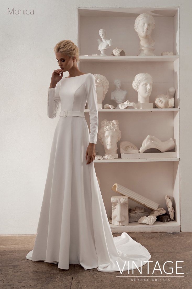 Свадебное платье Моника а-силуэт (принцесса) айвори, длинное, фото, коллекция 2020
