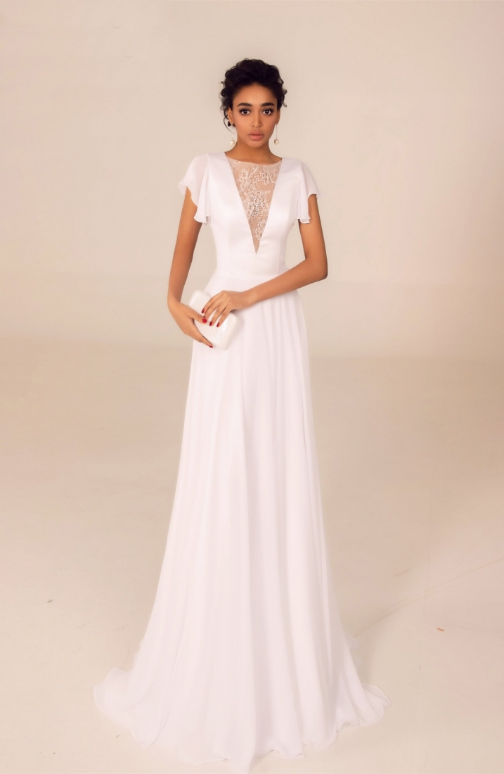 Свадебное платье 2082 а-силуэт (принцесса) белое, в пол, фото, коллекция 2022