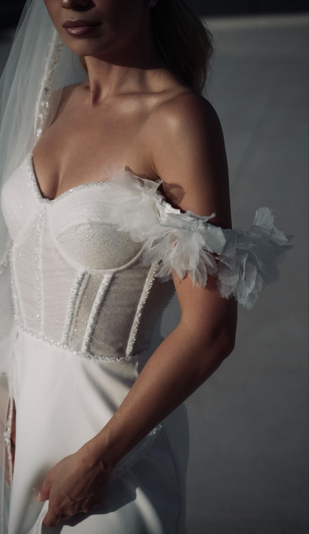 Свадебное платье Gwen а-силуэт (принцесса) белое, длинное, в пол, фото, коллекция 2024