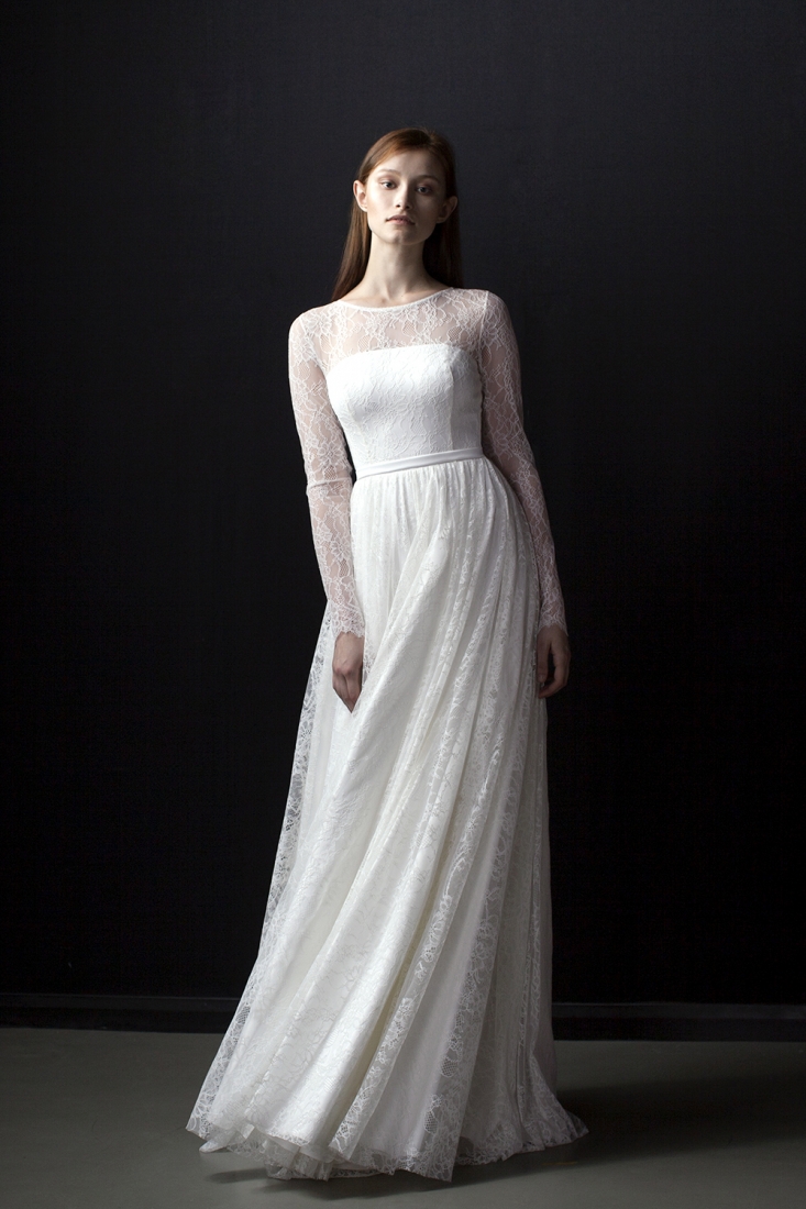 Свадебное платье Рейн а-силуэт (принцесса) белое, длинное, фото, коллекция 2017