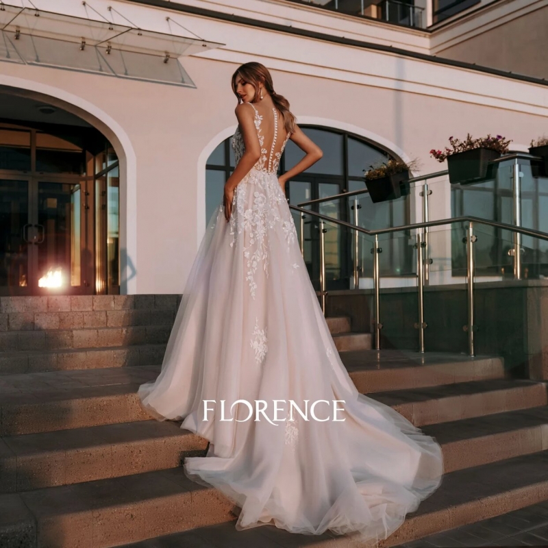 Свадебное платье Erica а-силуэт (принцесса) айвори, из фатина, длинное, фото, коллекция 2021
