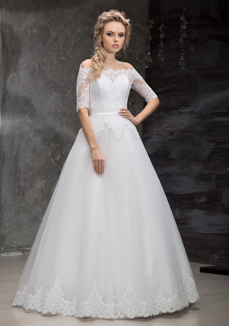 Свадебное платье Vesta а-силуэт (принцесса) белое, из атласа, длинное, в пол, фото, коллекция 2021