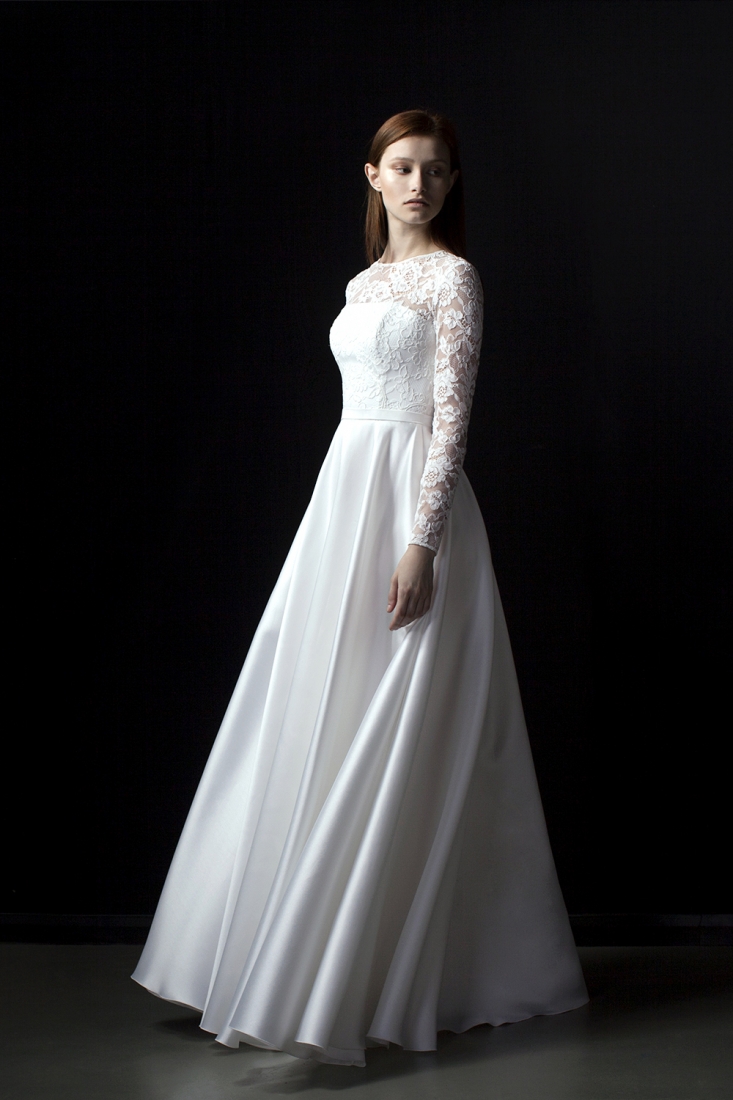 Свадебное платье Ами а-силуэт (принцесса) белое, длинное, фото, коллекция 2017