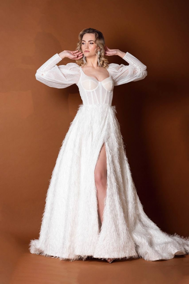 Свадебное платье Kelly а-силуэт (принцесса) айвори, длинное, в пол, пышное, фото, коллекция 2023