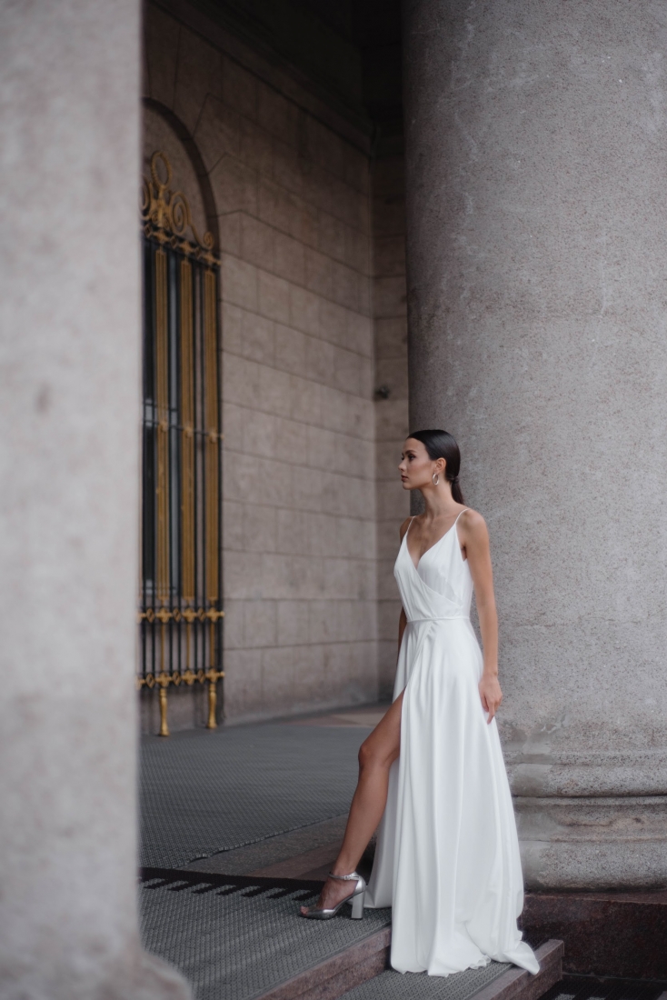 Свадебное платье Kristina а-силуэт (принцесса) белое, длинное, в пол, фото, коллекция 2024