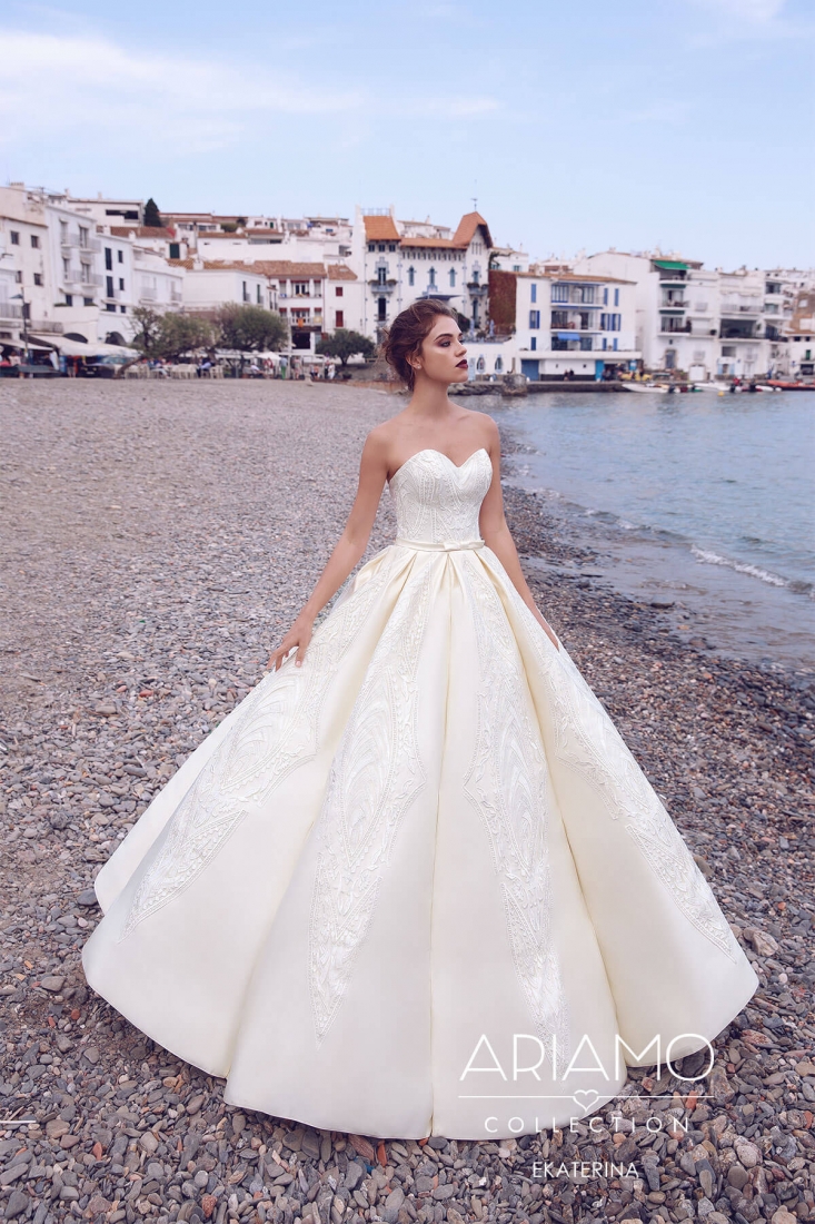 Свадебное платье Ekaterina а-силуэт (принцесса) белое, длинное, пышное, фото, коллекция 2018