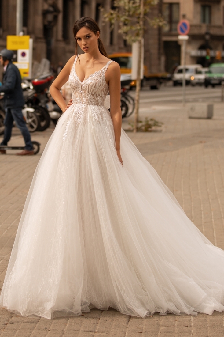 Свадебное платье Ricarda бальное (пышное) белое, из фатина, фото, коллекция 2020
