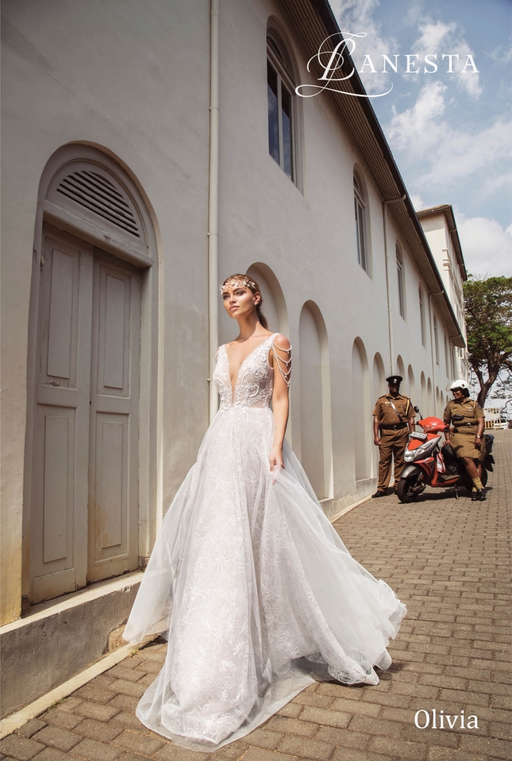 Свадебное платье Olivia а-силуэт (принцесса) белое, длинное, фото, коллекция 2018