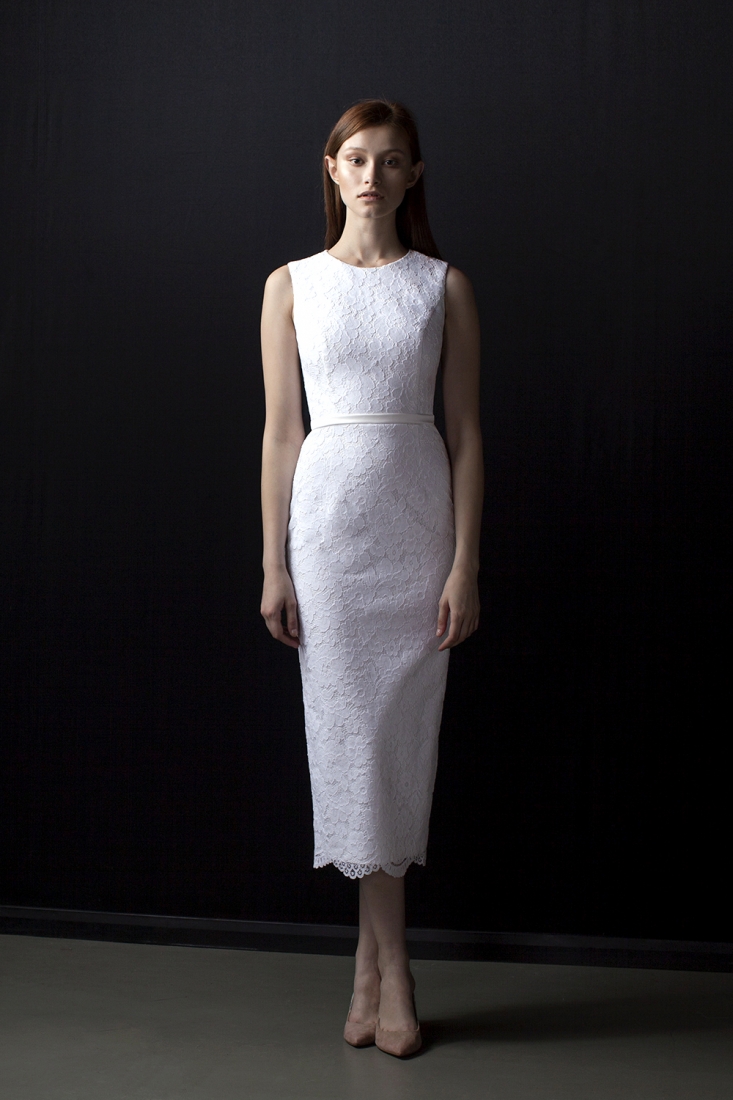 Свадебное платье Гвен прямое белое, короткое, фото, коллекция 2017