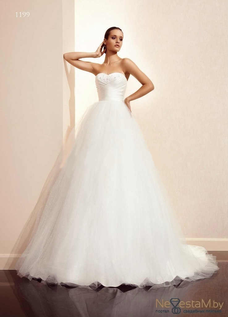 Свадебное платье 1199 бальное (пышное) айвори, из фатина, длинное, пышное, большого размера, фото, коллекция 2022