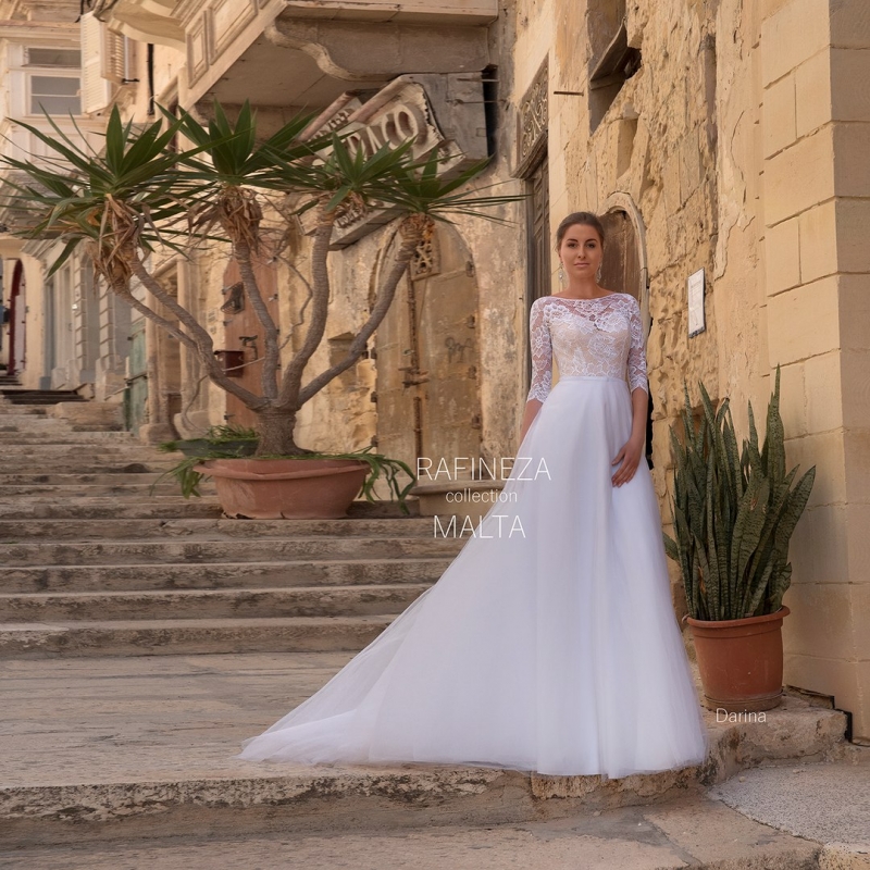 Свадебное платье Darina а-силуэт (принцесса) белое, длинное, фото, коллекция 2020