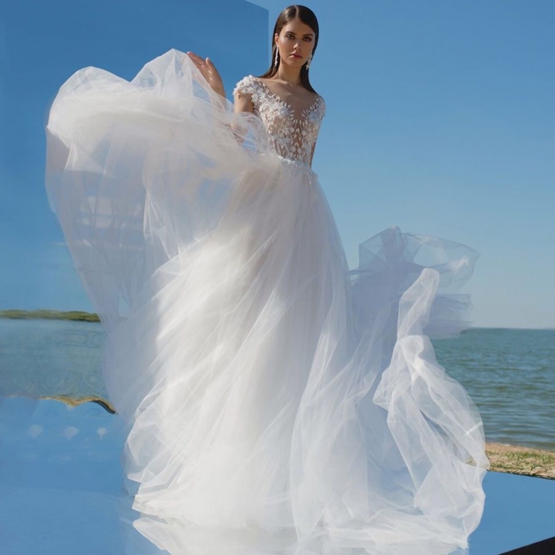 Свадебное платье Gucci а-силуэт (принцесса) айвори, из фатина, длинное, в пол, пышное, фото, коллекция 2020
