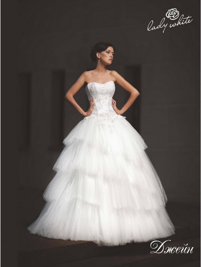 Свадебное платье Джейн бальное (пышное) айвори, из фатина, длинное, пышное, фото, коллекция 2022