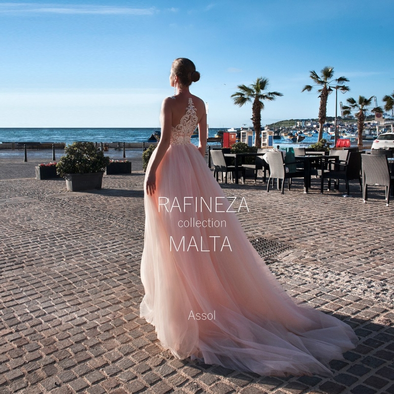 Свадебное платье Assol а-силуэт (принцесса) пудровое, пышное, фото, коллекция 2020