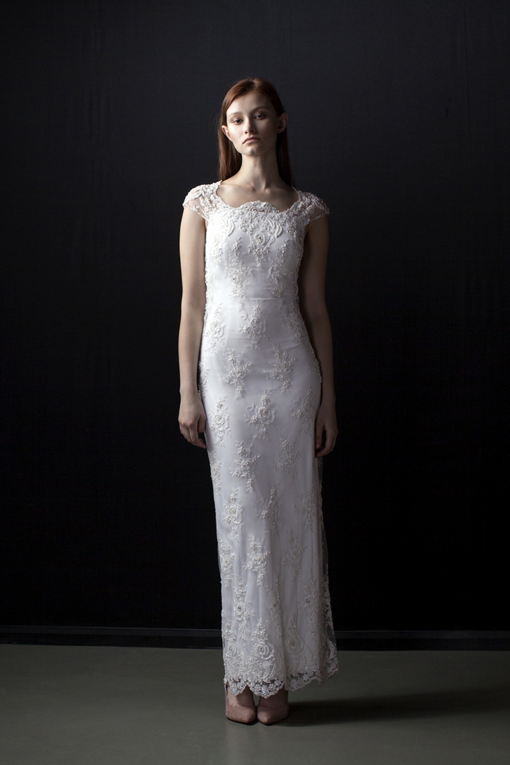 Свадебное платье Таира прямое белое, длинное, фото, коллекция 2017