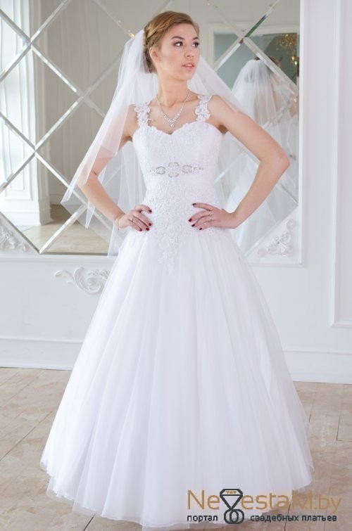 Свадебное платье Аллет а-силуэт (принцесса) белое, длинное, фото, коллекция 2017