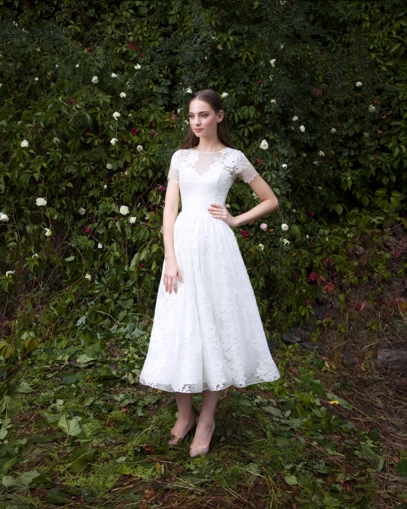 Свадебное платье Дороти а-силуэт (принцесса) белое, короткое, фото, коллекция 2016