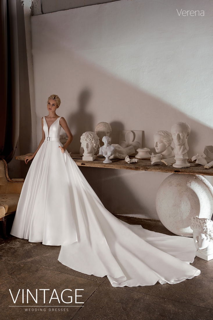 Свадебное платье Верена а-силуэт (принцесса) айвори, длинное, фото, коллекция 2020