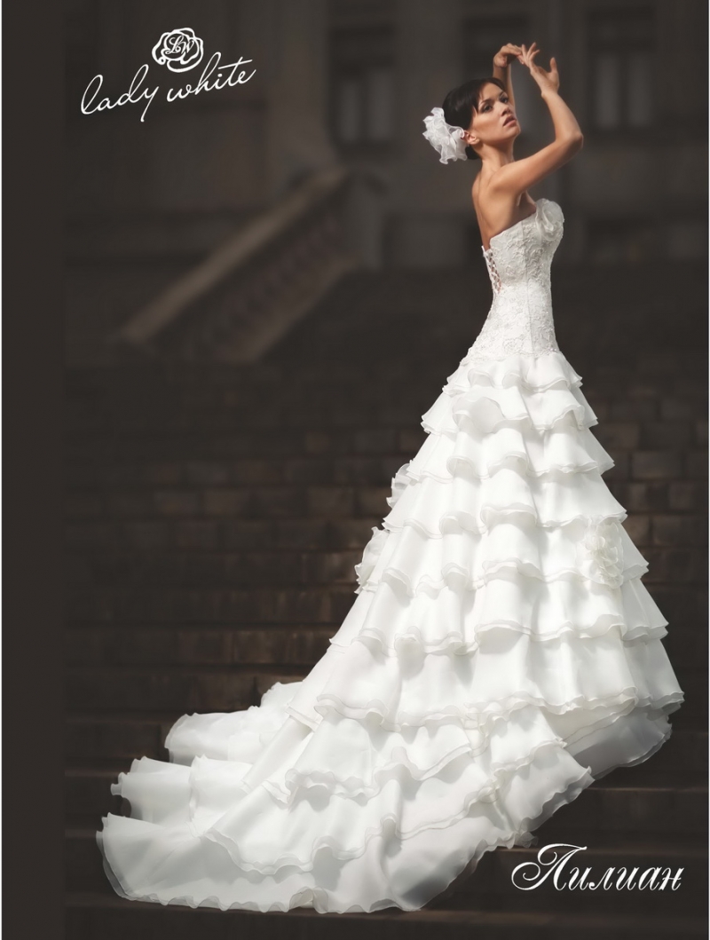Свадебное платье Лилиан а-силуэт (принцесса) айвори, длинное, пышное, фото, коллекция 2022