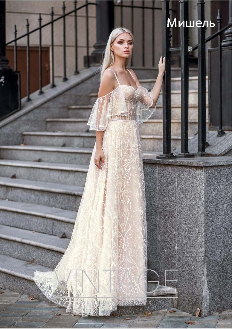 Свадебное платье Мишель а-силуэт (принцесса) айвори, фото, коллекция 2019