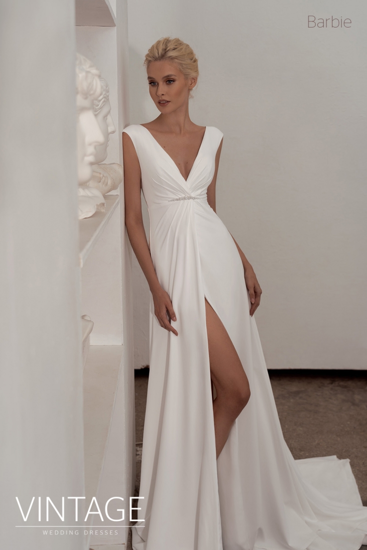 Свадебное платье Барби а-силуэт (принцесса) айвори, длинное, фото, коллекция 2020