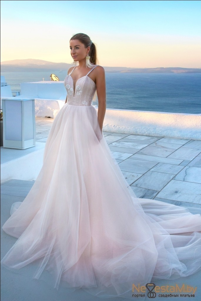 Свадебное платье Anabel прямое пудровое, фото, коллекция 2020